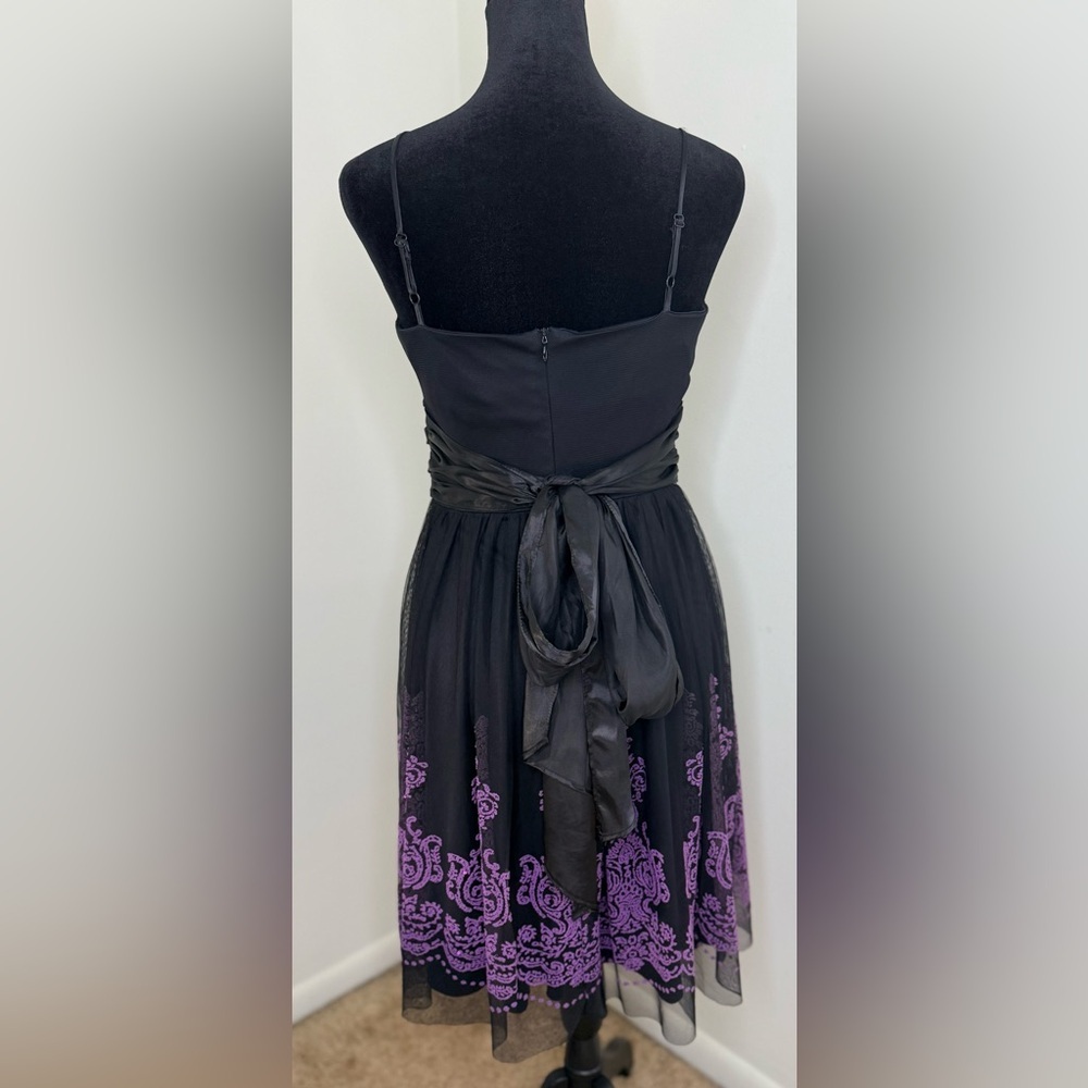 B Moss Y2K black tulle cocktail prom dress sweetheart neck purple beading 4 EUC - Picture 8 of 13